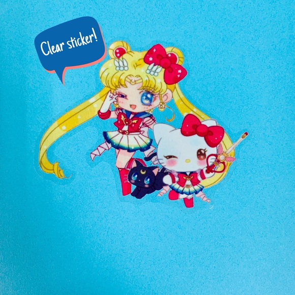 Sailor Moon x Sanrio SET OF 6 Stickers, Clear 3.5” Hello Kitty Kuromi Melody - Picture 9 of 9